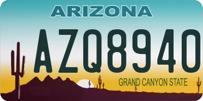 AZ license plate AZQ8940