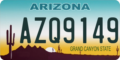 AZ license plate AZQ9149