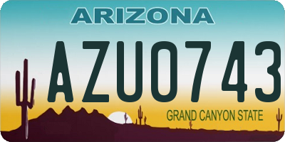 AZ license plate AZU0743