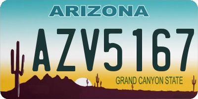 AZ license plate AZV5167