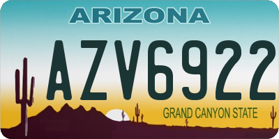 AZ license plate AZV6922
