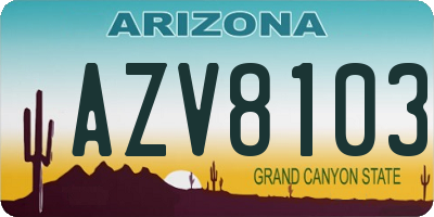AZ license plate AZV8103