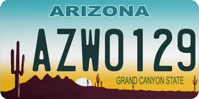 AZ license plate AZW0129