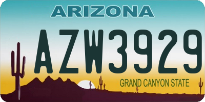 AZ license plate AZW3929