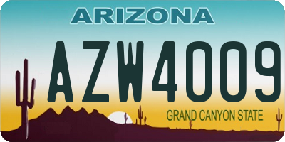 AZ license plate AZW4009