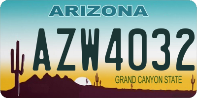 AZ license plate AZW4032