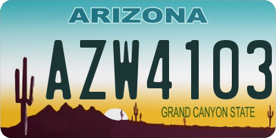 AZ license plate AZW4103