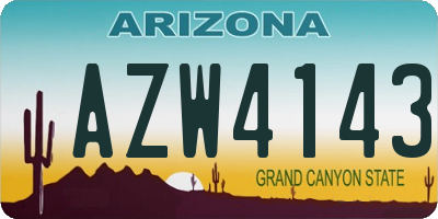 AZ license plate AZW4143