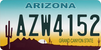 AZ license plate AZW4152