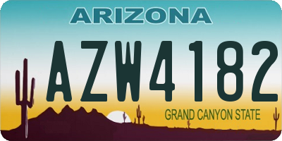 AZ license plate AZW4182