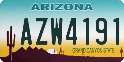 AZ license plate AZW4191