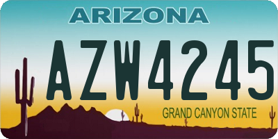 AZ license plate AZW4245