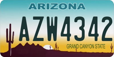 AZ license plate AZW4342