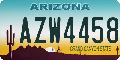 AZ license plate AZW4458