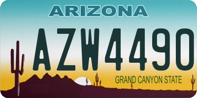 AZ license plate AZW4490
