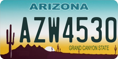 AZ license plate AZW4530
