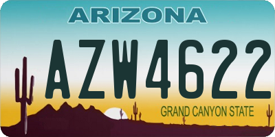 AZ license plate AZW4622