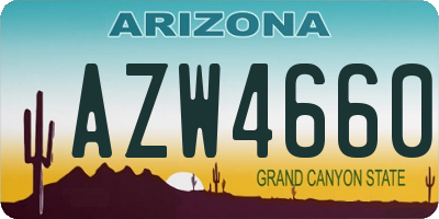 AZ license plate AZW4660