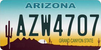 AZ license plate AZW4707