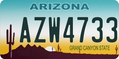 AZ license plate AZW4733