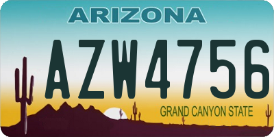 AZ license plate AZW4756