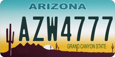 AZ license plate AZW4777