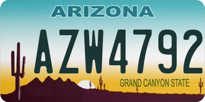 AZ license plate AZW4792