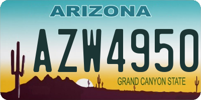 AZ license plate AZW4950