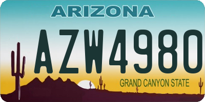 AZ license plate AZW4980