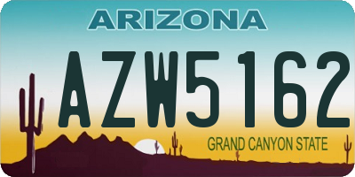 AZ license plate AZW5162