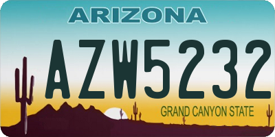 AZ license plate AZW5232