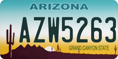 AZ license plate AZW5263