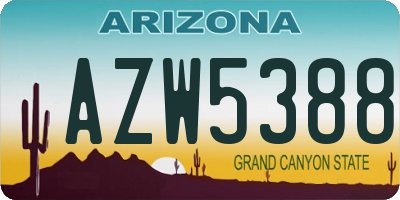 AZ license plate AZW5388