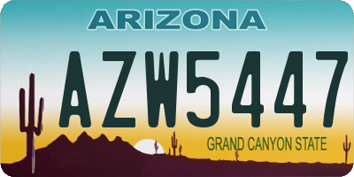 AZ license plate AZW5447