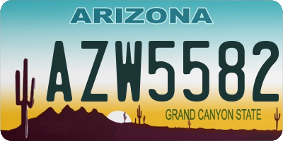 AZ license plate AZW5582