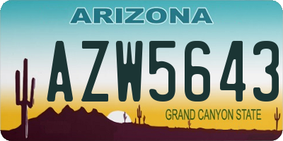AZ license plate AZW5643