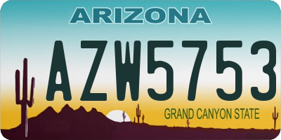 AZ license plate AZW5753
