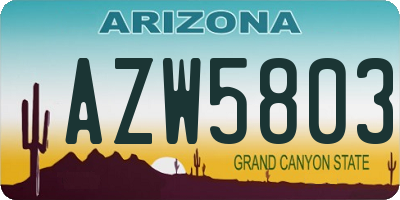 AZ license plate AZW5803