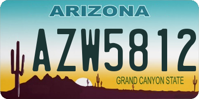AZ license plate AZW5812