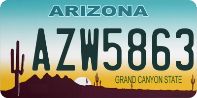 AZ license plate AZW5863