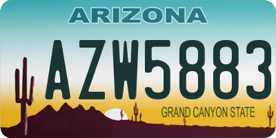 AZ license plate AZW5883