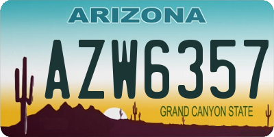 AZ license plate AZW6357