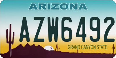 AZ license plate AZW6492