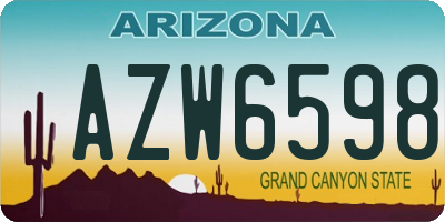 AZ license plate AZW6598