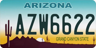 AZ license plate AZW6622