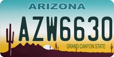 AZ license plate AZW6630