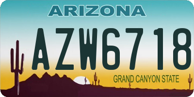 AZ license plate AZW6718