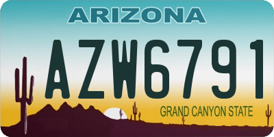 AZ license plate AZW6791