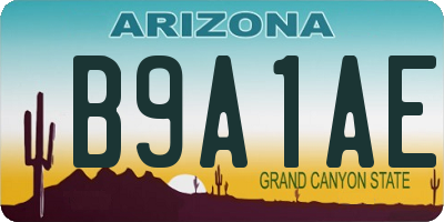 AZ license plate B9A1AE