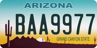 AZ license plate BAA9977